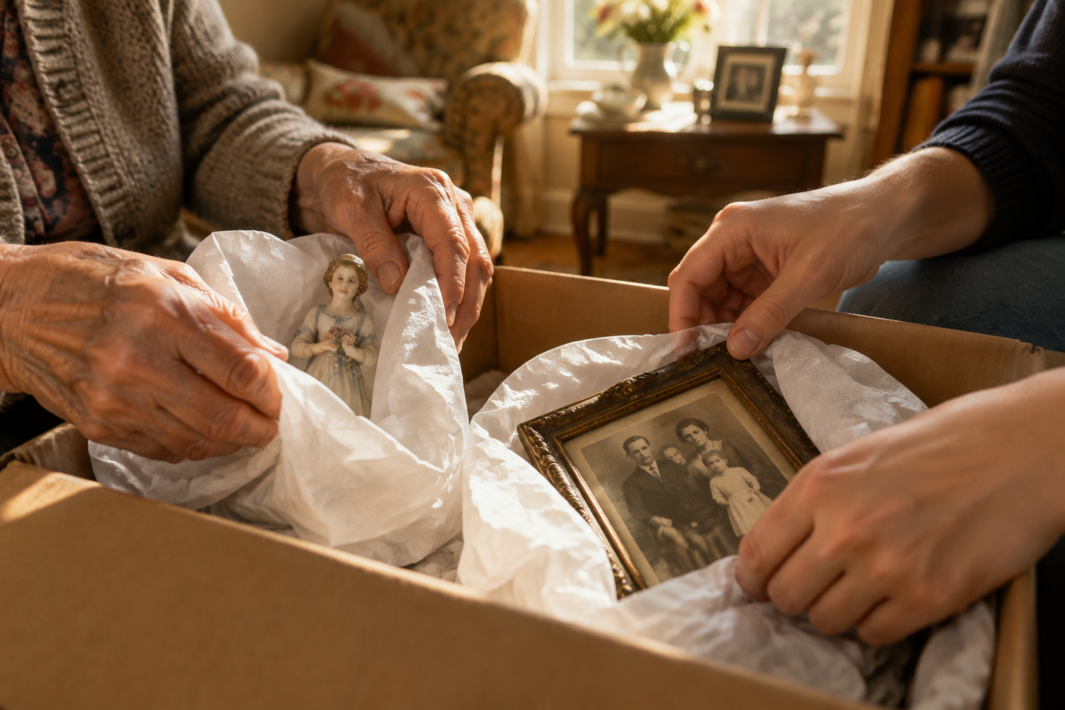 Vaciado de una vivienda con cajas y enseres retirados con cuidado